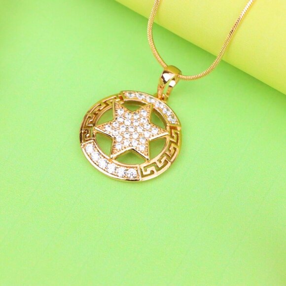 "Sparkling Starburst Circle Rose Gold Pendant, XPPT1317 - Picture 1 of 12
